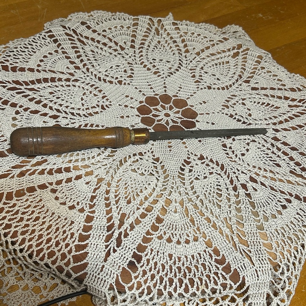 Vintage Wood Handle Diamond Shape Hand Tool | Industrial Decor